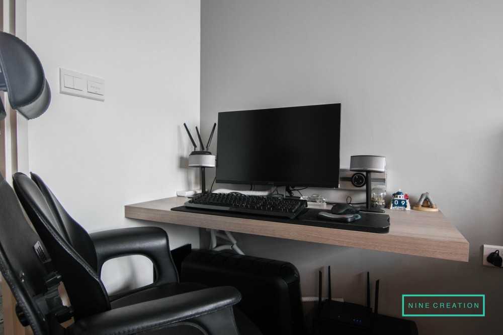 Contemporary Bedroom with Ceiling Light and Desk