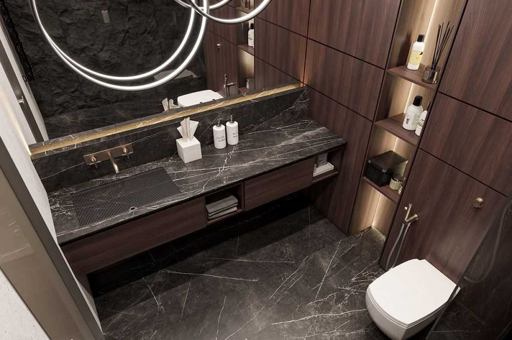 Contemporary Bathroom with Homogeneous Tiles and Mirror