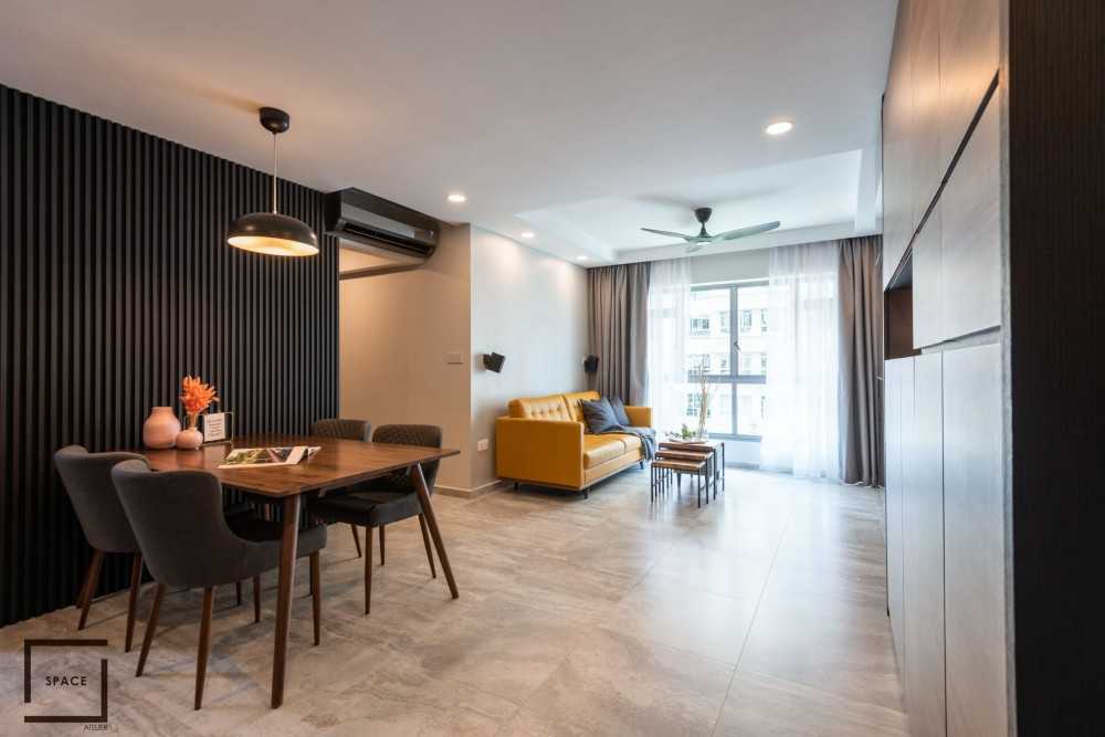 Contemporary Living Room with Homogeneous Tiles and Sofa