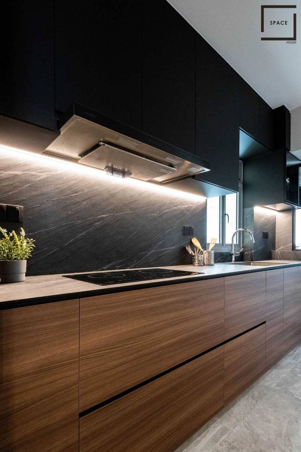 Contemporary Kitchen with Kitchen Window and Open Kitchen