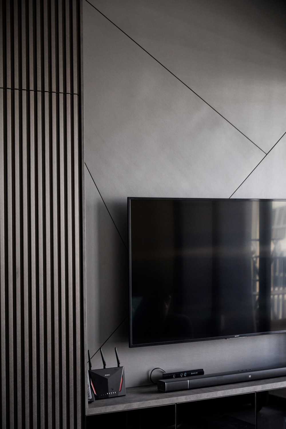 Modern Living Room with TV Console and Feature Wall