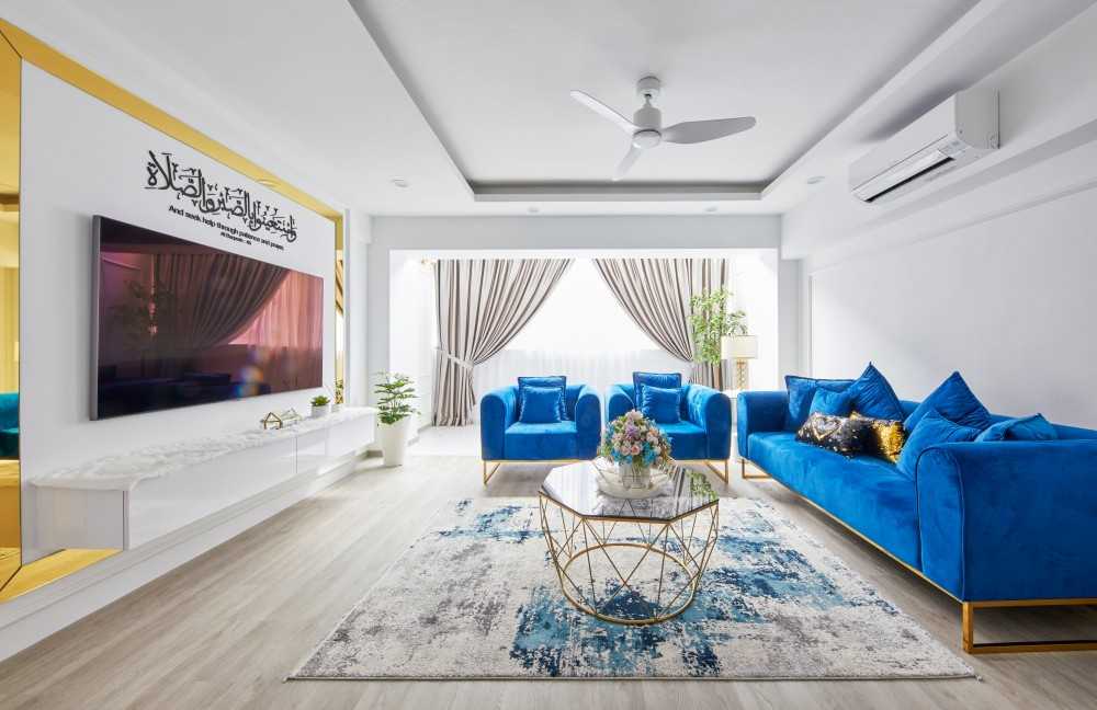 Contemporary Living Room with Vinyl Flooring and TV Console