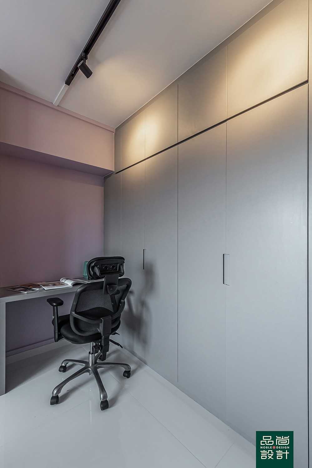 Modern Bedroom with Homogeneous Tiles and Wardrobe