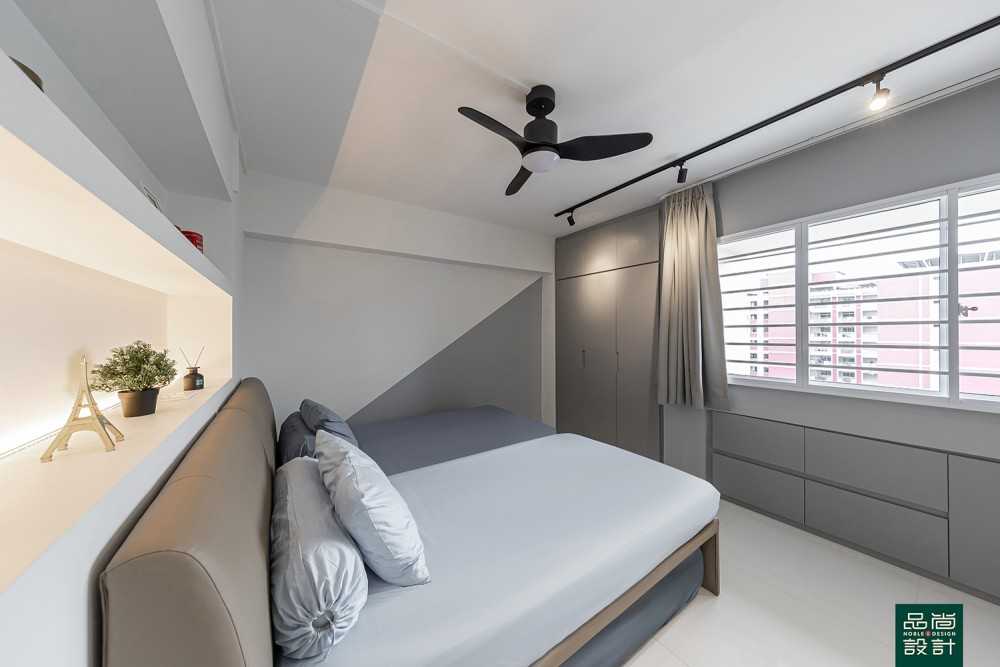 Modern Bedroom with Wardrobe and Paintings