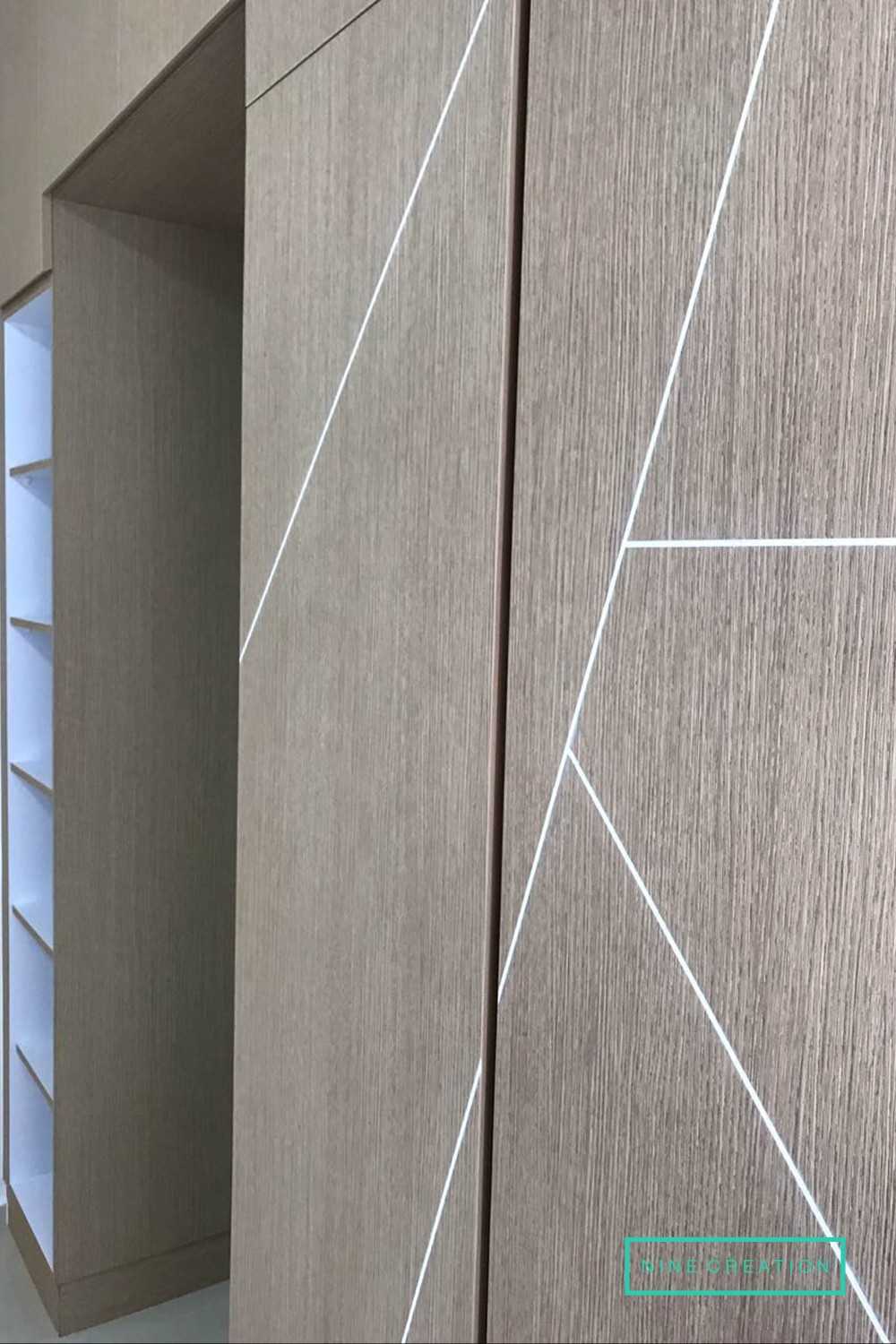 Scandinavian Bedroom with Vinyl Flooring and Cove Lighting