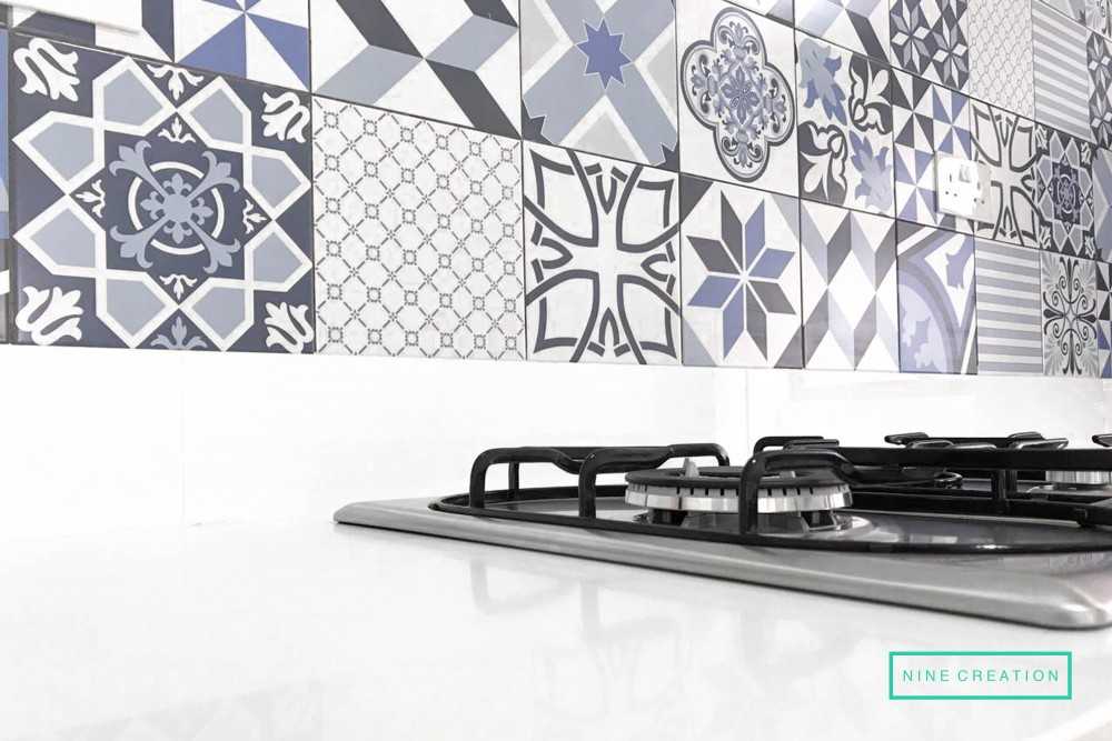 Scandinavian Kitchen with Countertop and Vinyl Flooring