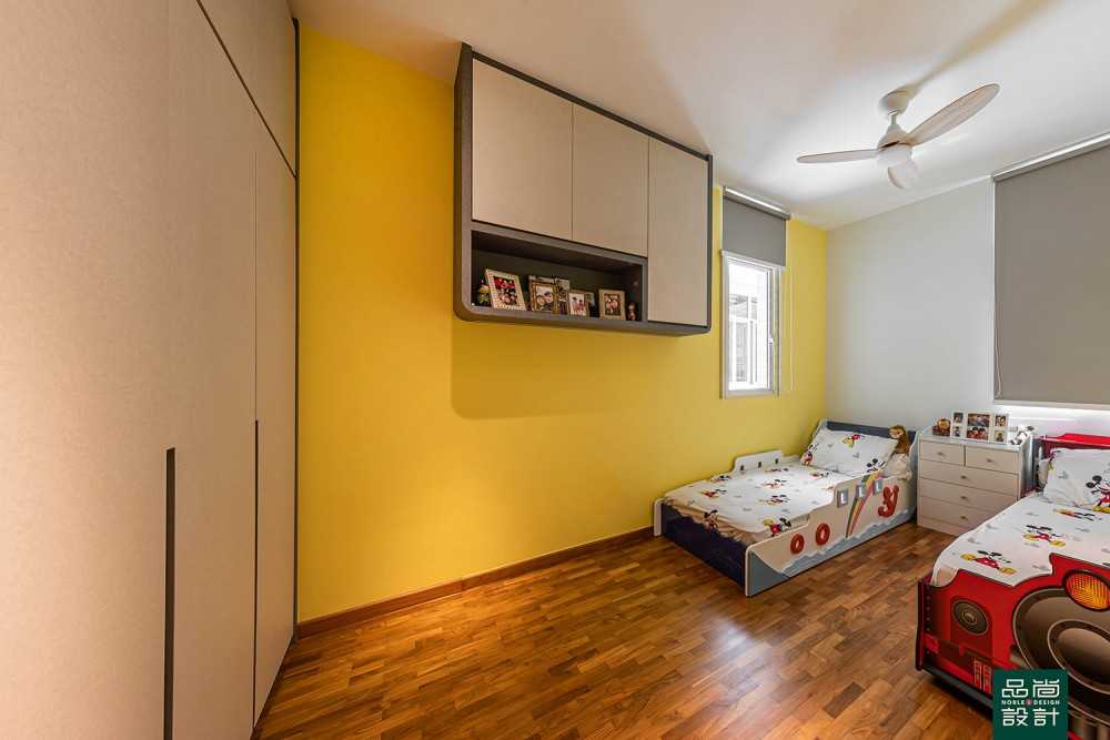 Scandinavian Bedroom with Parquet Floor and Wardrobe