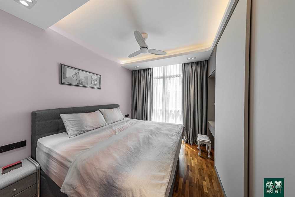 Scandinavian Bedroom with Parquet Floor and Cove Lighting