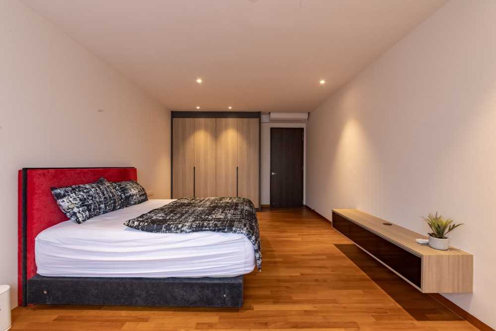 Modern Bedroom with Vinyl Flooring and Wood Flooring