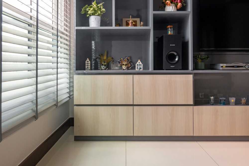 Modern Living Room with TV Console and Display Cabinets