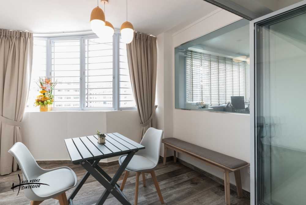 Scandinavian Balcony with Window Grille and Curtain