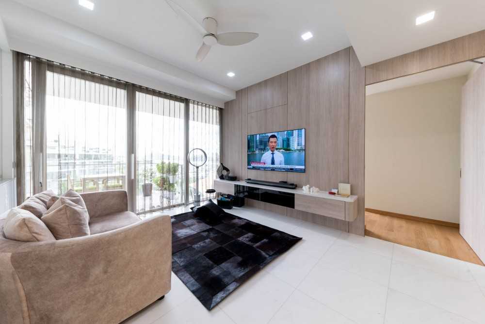 Modern Living Room with TV Console and Feature Wall