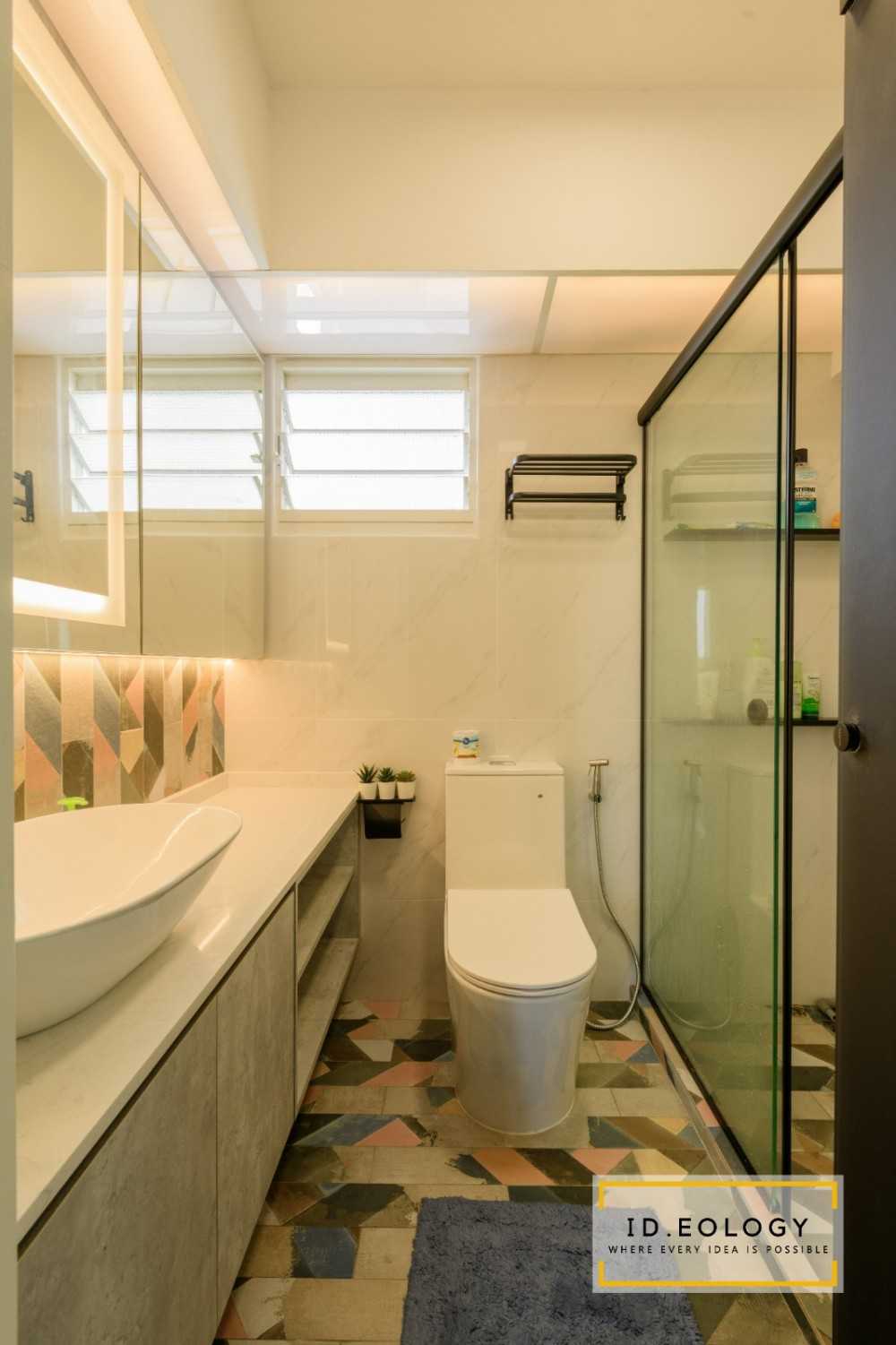 Eclectic Bathroom with Marble Floor and Wood Flooring