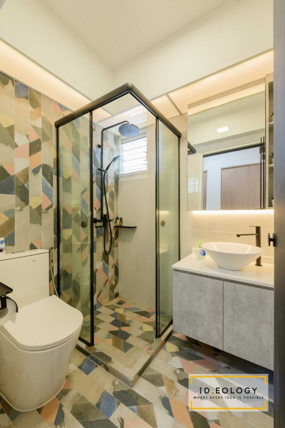 Eclectic Bathroom with Mirror and Rainshower
