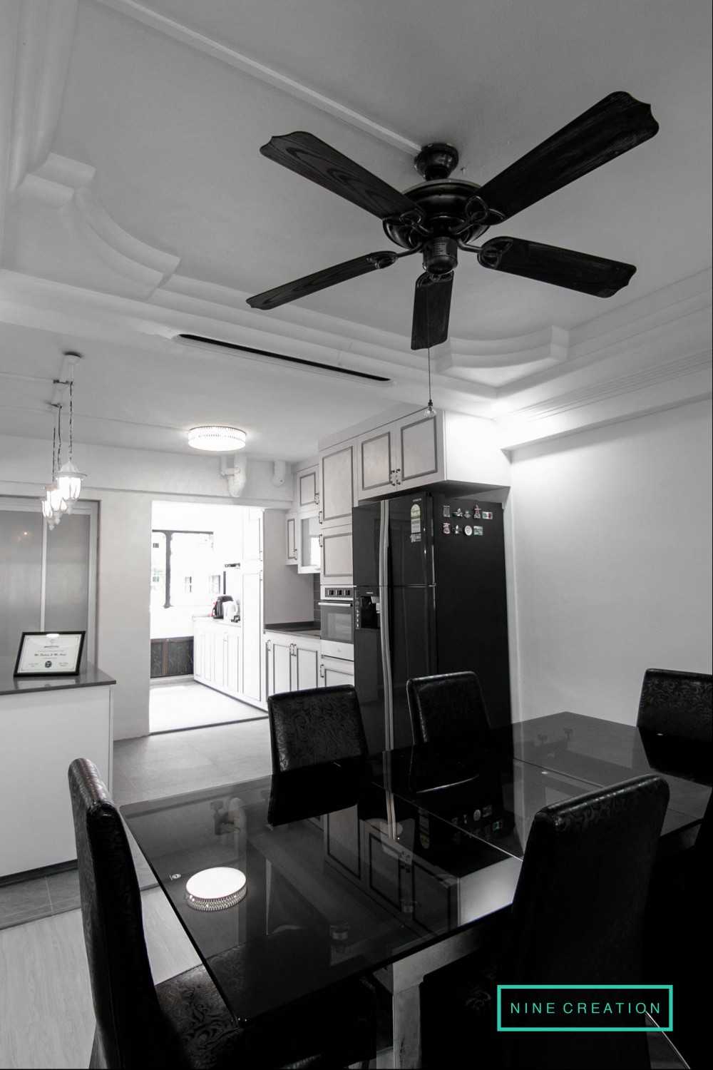 Vintage Dining Room with Ceiling Light and Dining Table