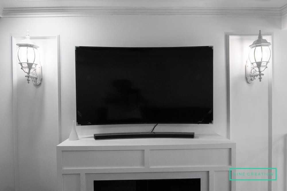 Vintage Living Room with TV Console and Feature Wall