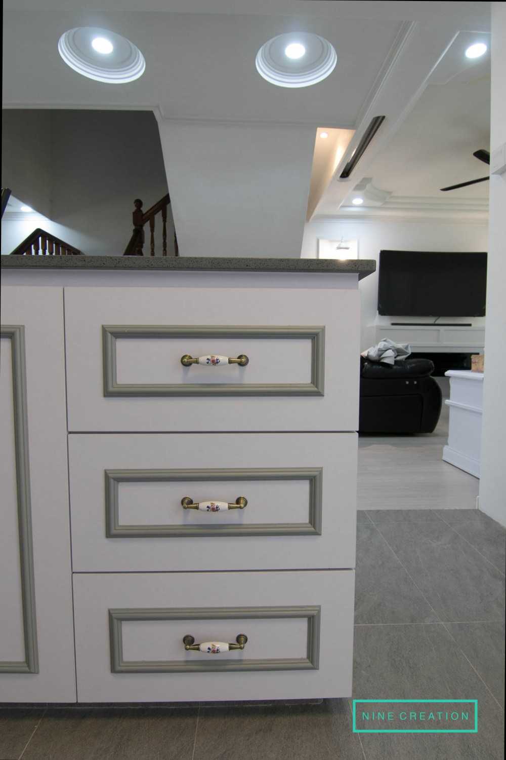 Vintage Kitchen with Cupboard and Open Kitchen