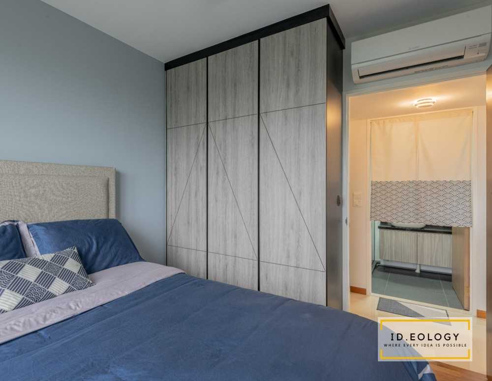 Modern Bedroom with Drop Light and Bay Window