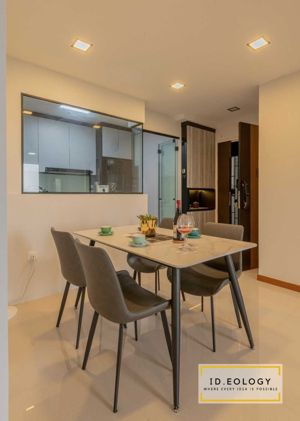 Modern Dining Room with Seating Bench and Drinkware