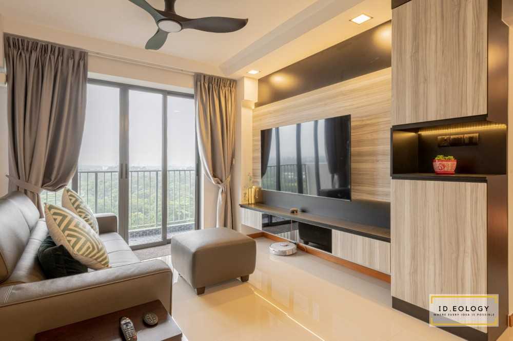 Modern Living Room with Bay Window and Cove Lighting