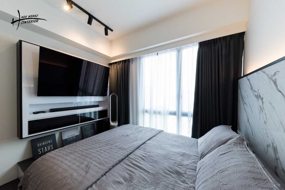 Modern Bedroom with Vinyl Flooring and Built-in Bed