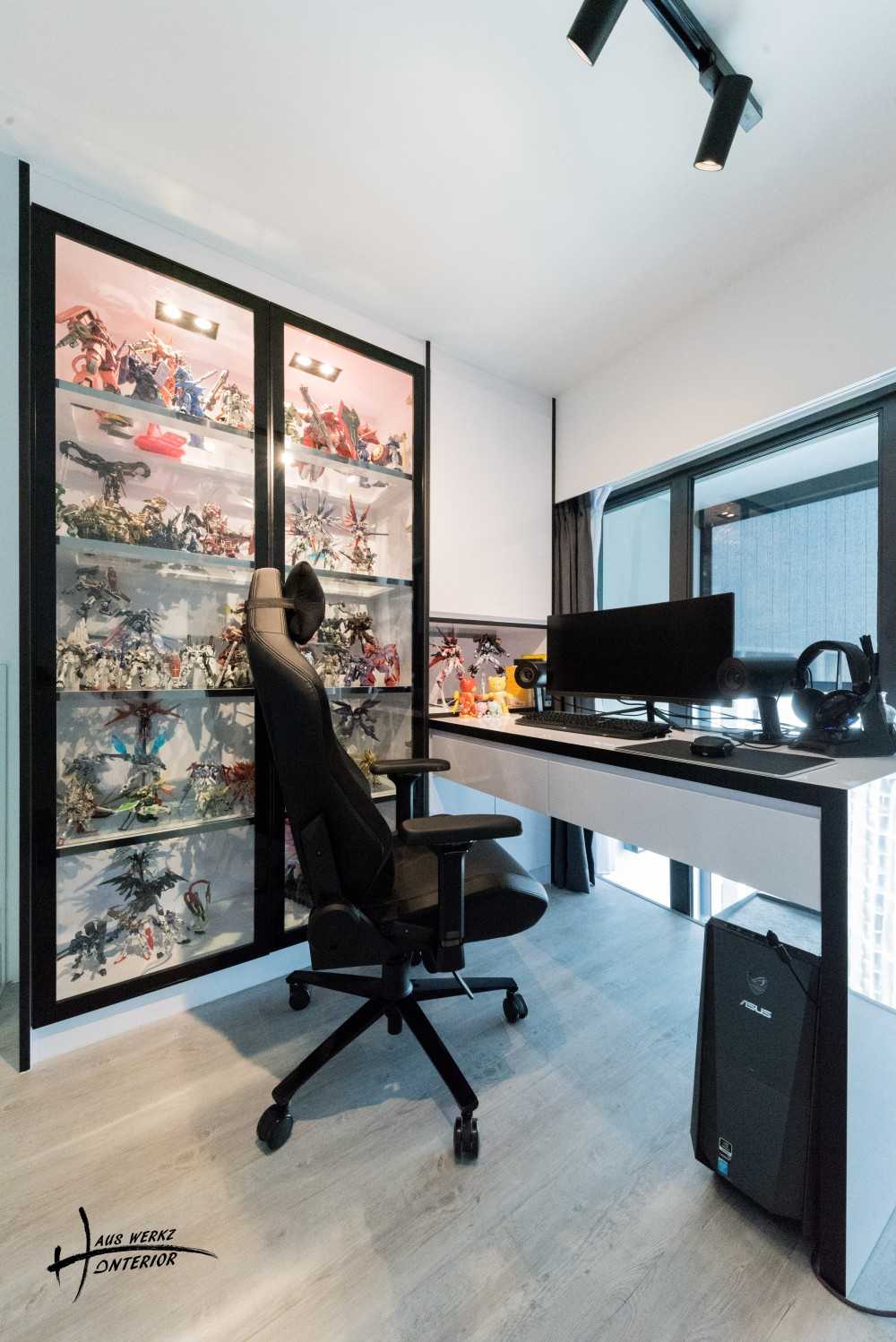 Modern Study with Desk and Storage Cabinets