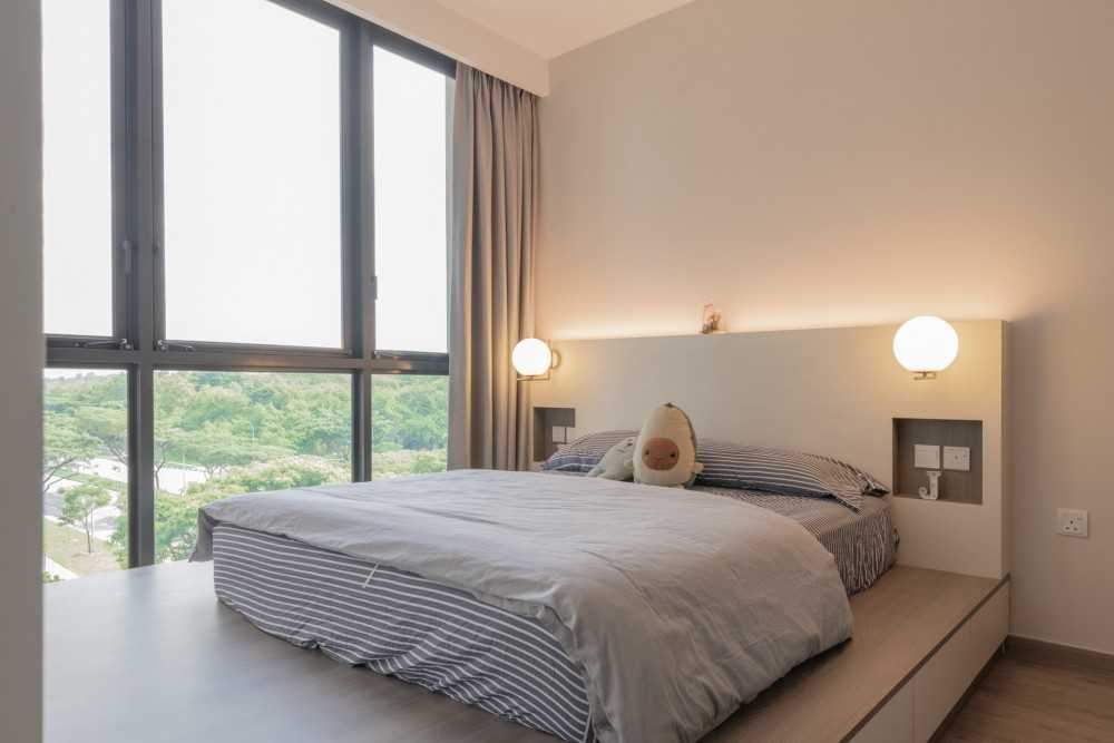 Eclectic Bedroom with Platform Bed and Wardrobe