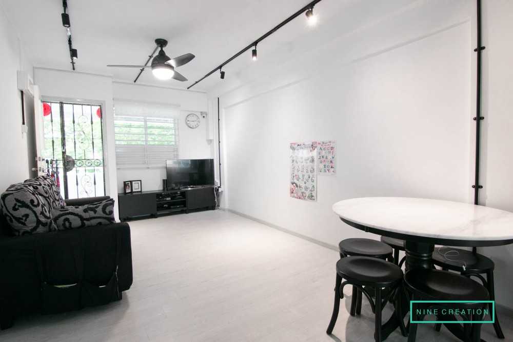 Minimalist Living Room with Vinyl Flooring and TV Console