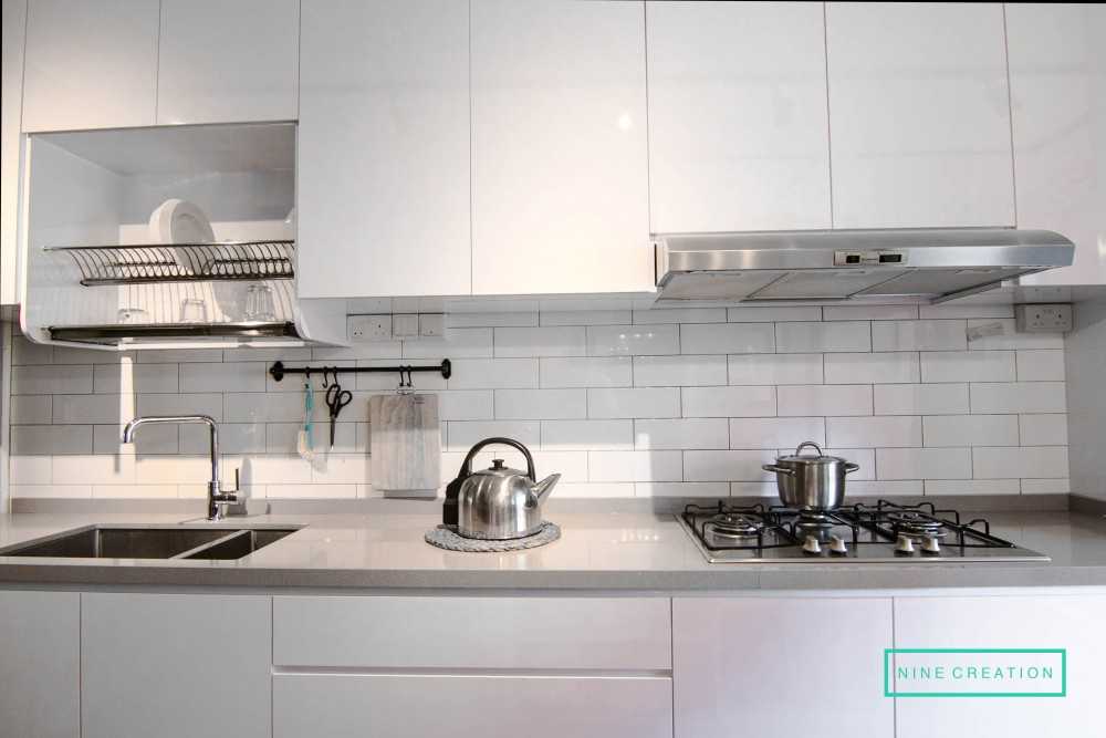 Minimalist Kitchen with Countertop and Cupboard