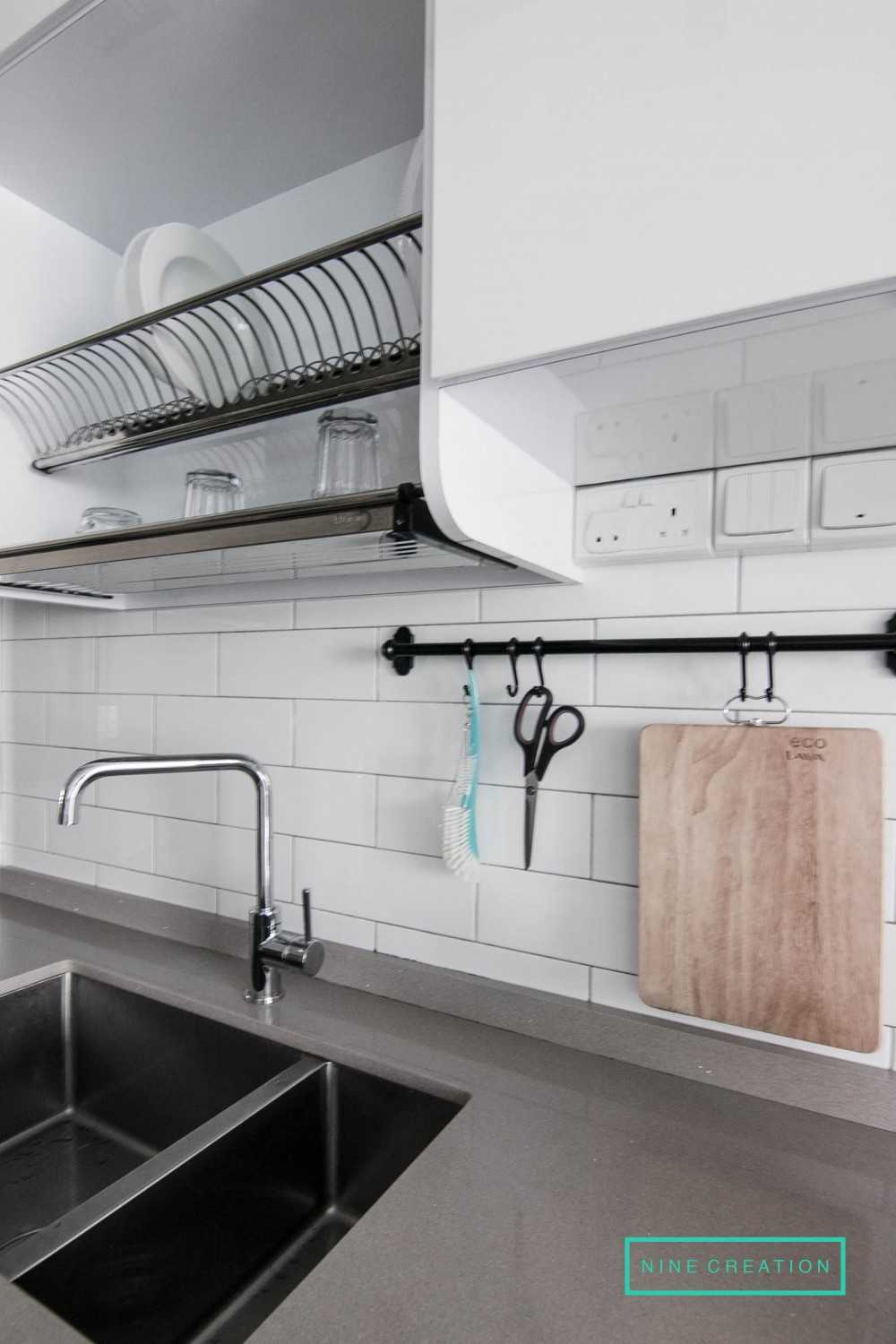 Minimalist Kitchen with Countertop and Cupboard