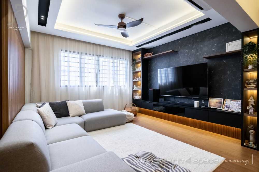 Modern Living Room with Vinyl Flooring and TV Console