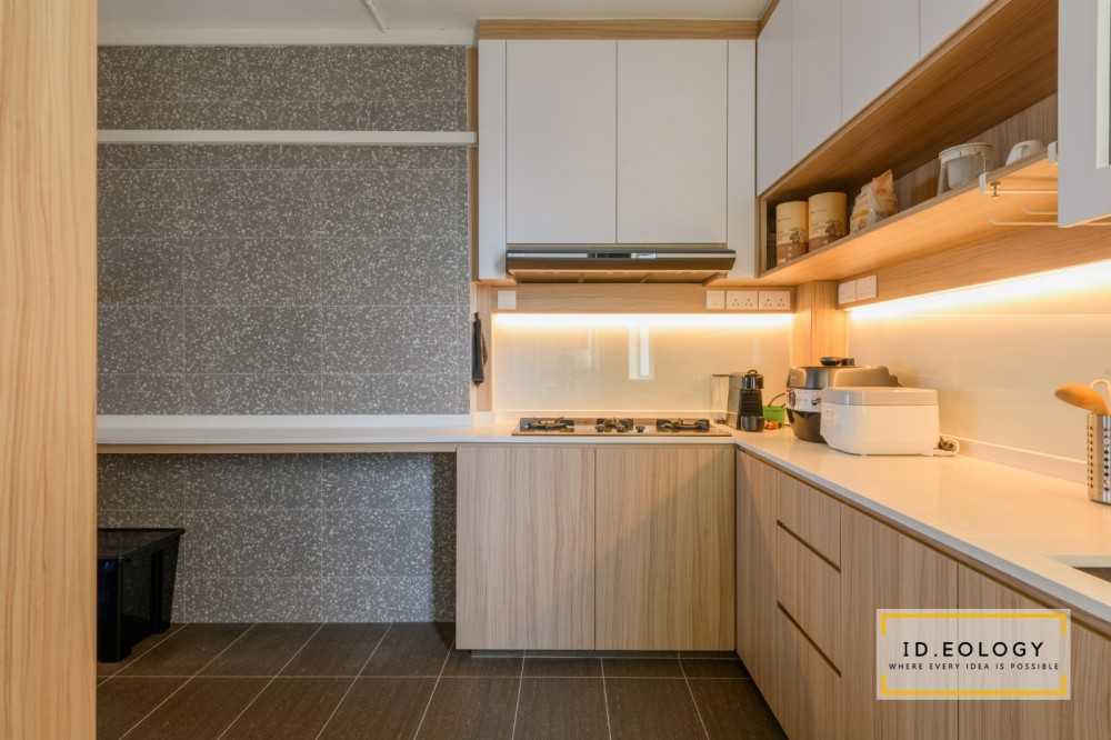 Minimalist Kitchen with Granite Floor and Kitchen Window
