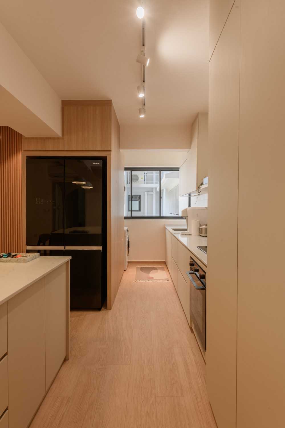 Scandinavian Kitchen with Countertop and Vinyl Flooring