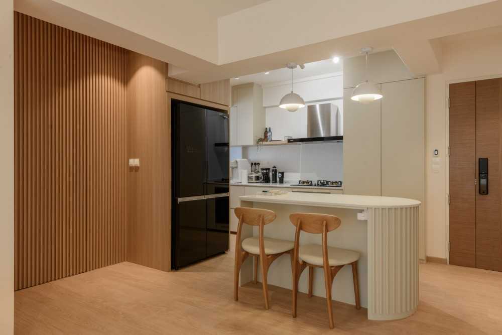 Scandinavian Kitchen with Countertop and Vinyl Flooring