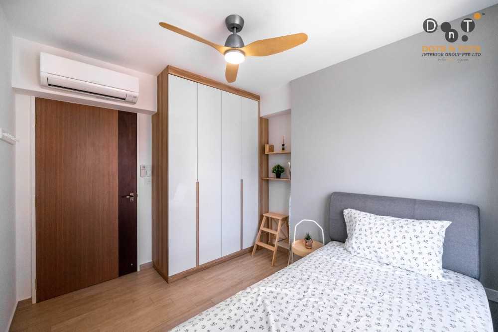 Scandinavian Bedroom with Vinyl Flooring and Wardrobe