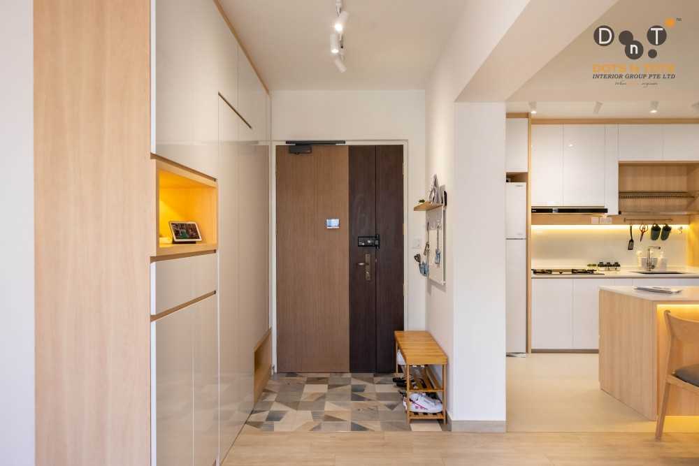 Scandinavian Entryway with Mirror and Small Storage