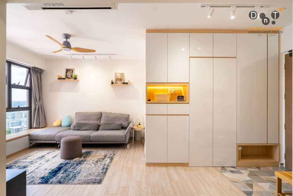 Scandinavian Living Room with Vinyl Flooring and Herringbone Tiling