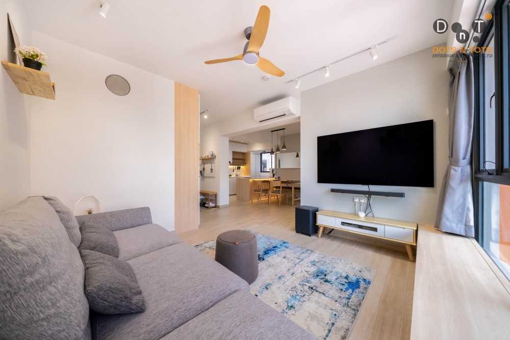 Scandinavian Living Room with TV Console and Sofa