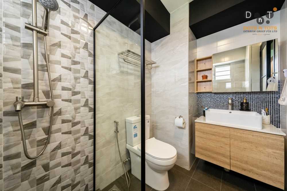 Scandinavian Bathroom with Mirror and Shower Screen
