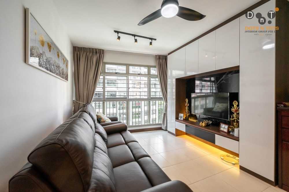 Contemporary Living Room with Wood Flooring and TV Console