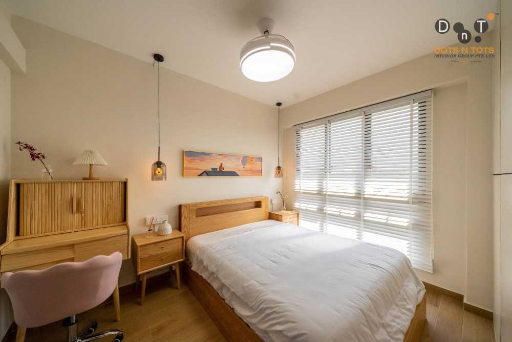 Scandinavian Bedroom with Vinyl Flooring and Bedside Table