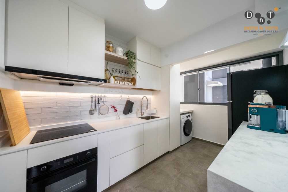 Scandinavian Kitchen with Kitchen Window and Kitchen Island
