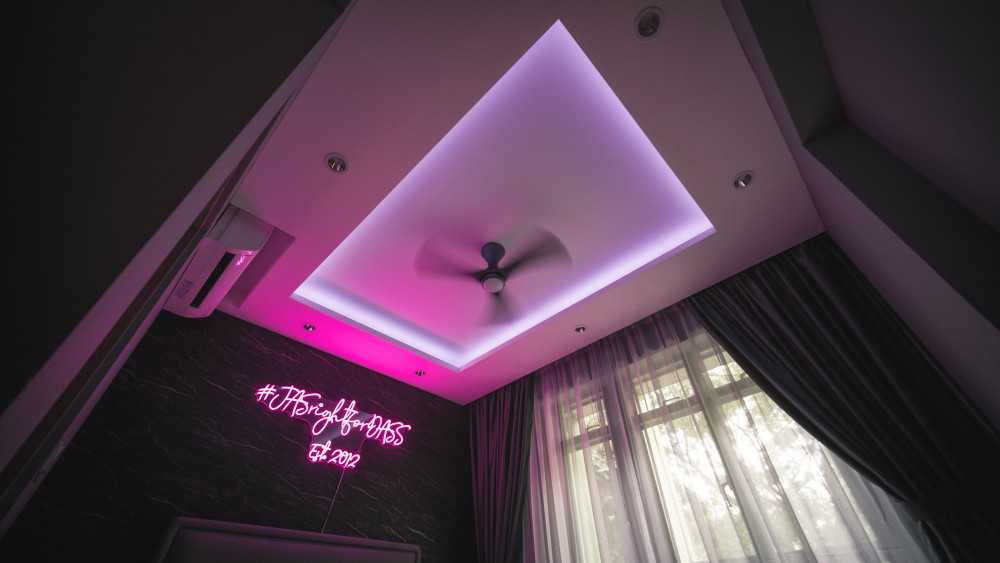 Scandinavian Bedroom with Cove Lighting and Ceiling Light