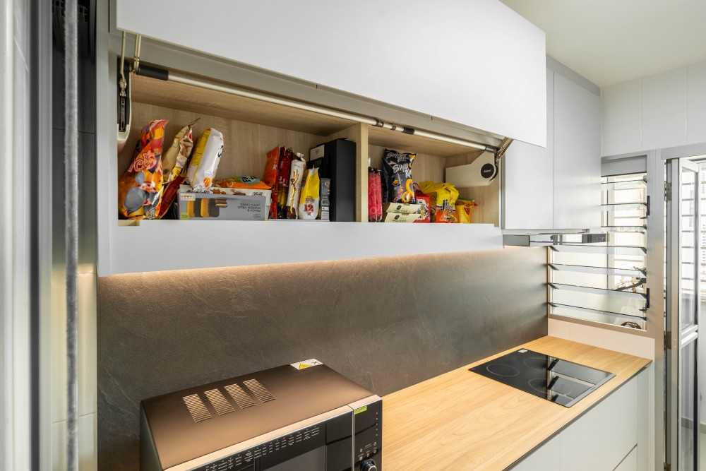 Industrial Kitchen with Vinyl Flooring and Wood Flooring