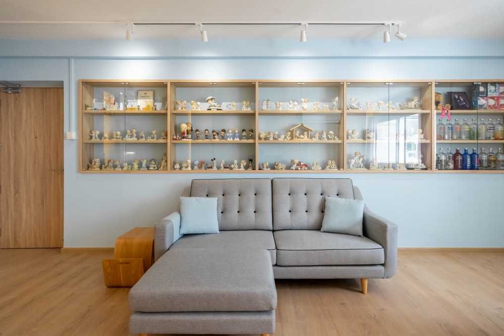 Minimalist Living Room with TV Console and Drop Light