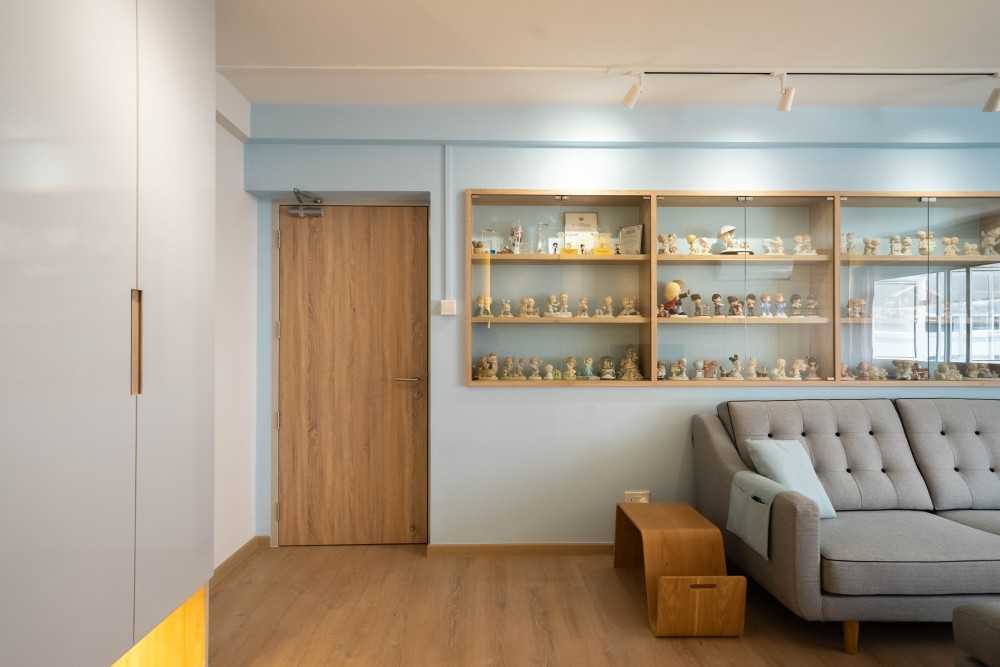 Minimalist Living Room with TV Console and Drop Light