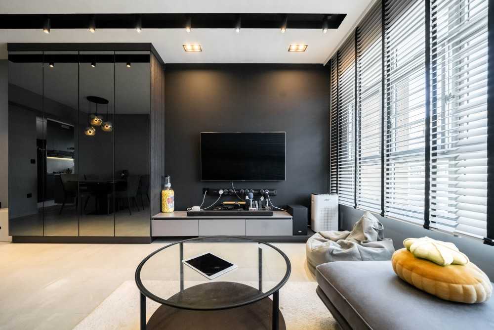 Modern Living Room with Vinyl Flooring and TV Console