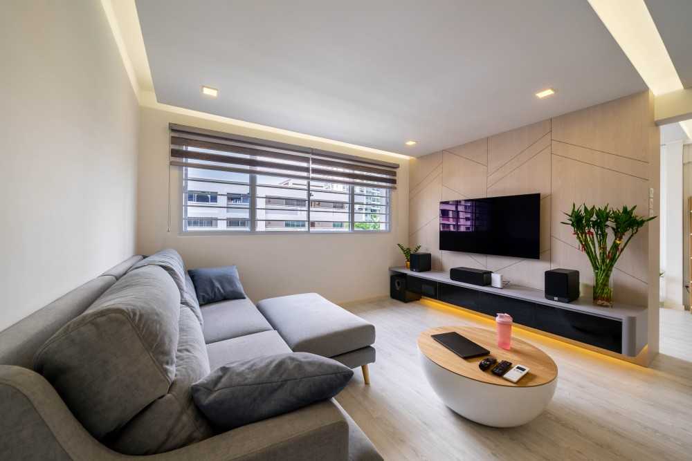 Modern Living Room with Vinyl Flooring and TV Console