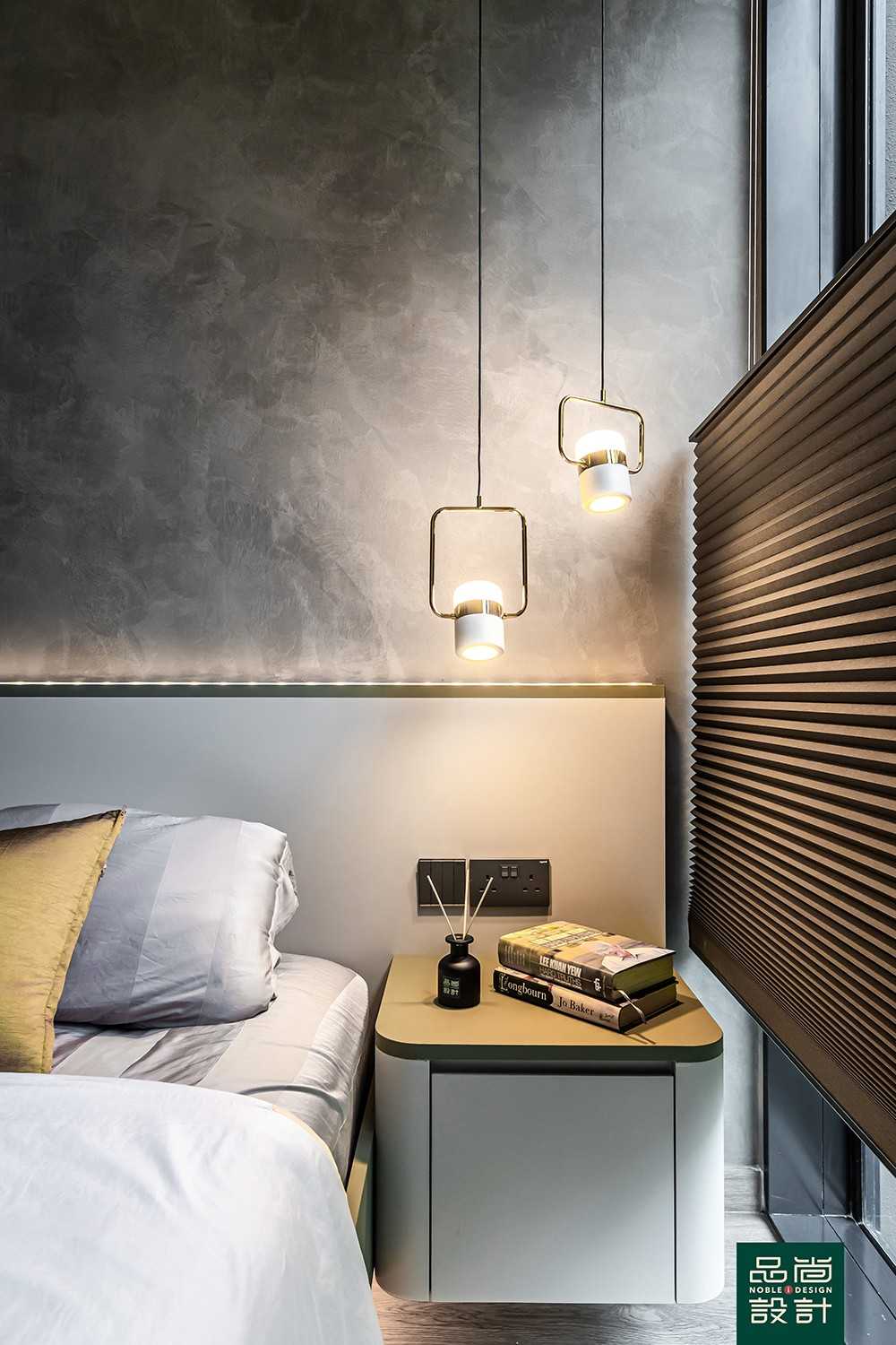 Modern Bedroom with Vinyl Flooring and Feature Wall