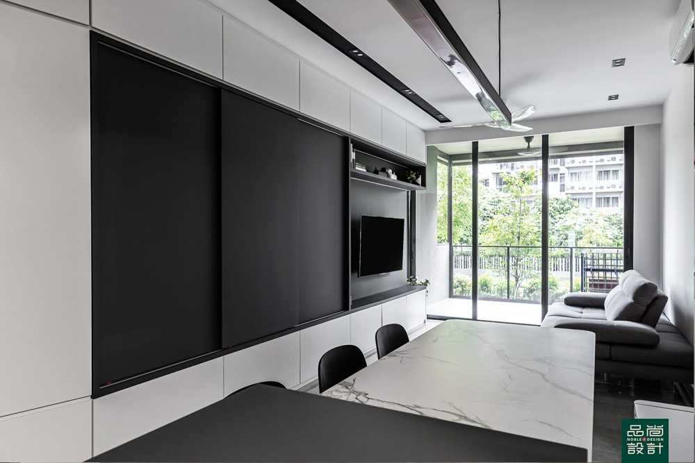 Modern Living Room with TV Console and Feature Wall